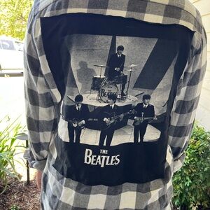 Beatles Upcycled Flannel Shirt unisex Medium M